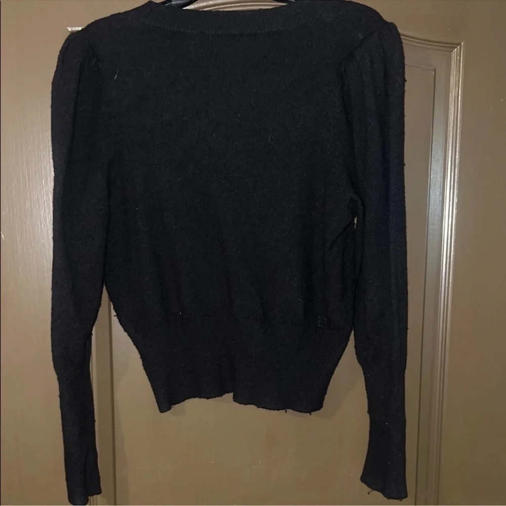 Elegant Black Sweater with Crystal Buttons - Picture 3 of 6